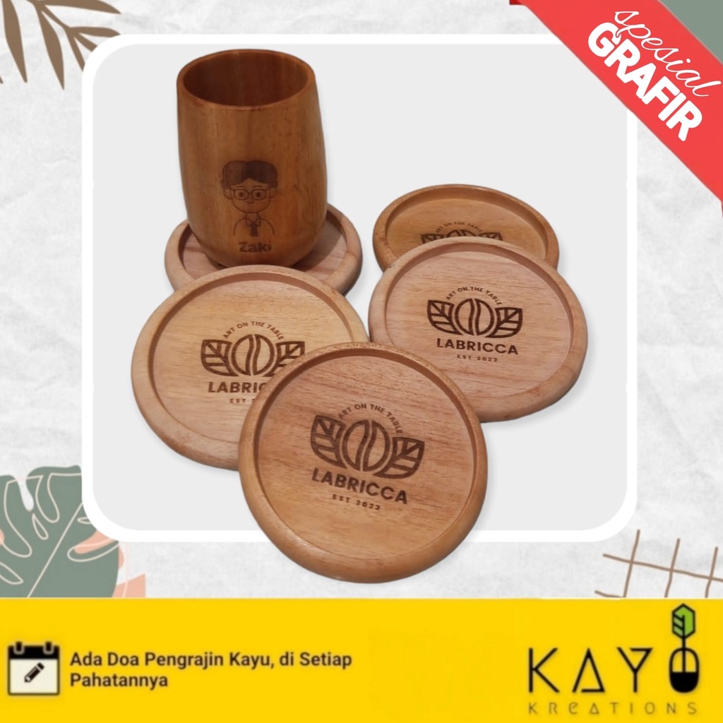 Jual Tatakan Gelas Coaster 10cm Kayu Jati Mahoni Bisa Grafir / Wooden ...
