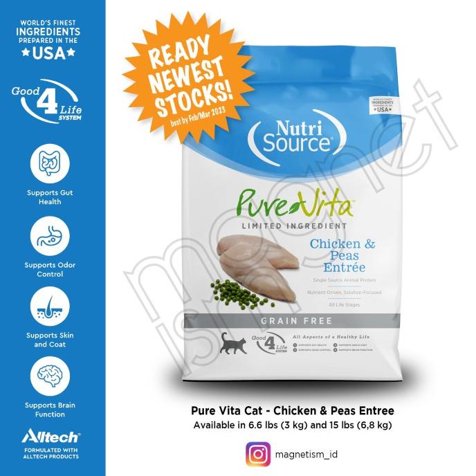 Jual Pure Vita Cat, Grain Free Chicken & Peas Entre (Pack 3Kg) Shopee