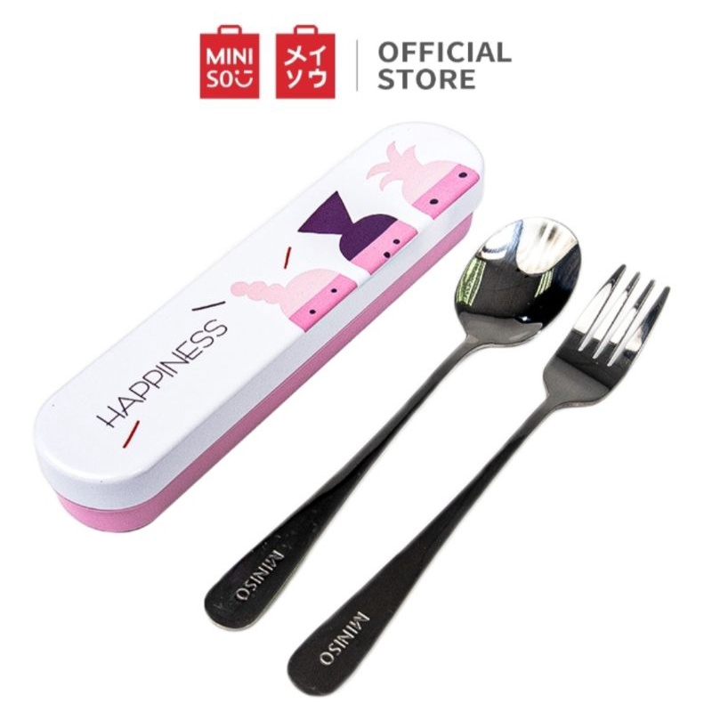 Jual Miniso British Doll Stainless Steel Cutlery Set (Spoon+Fork ...