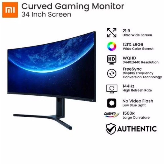 Jual XIAOMI Monitor Gaming Curved 34 Inch 144Hz WQHD 3440 * 1440