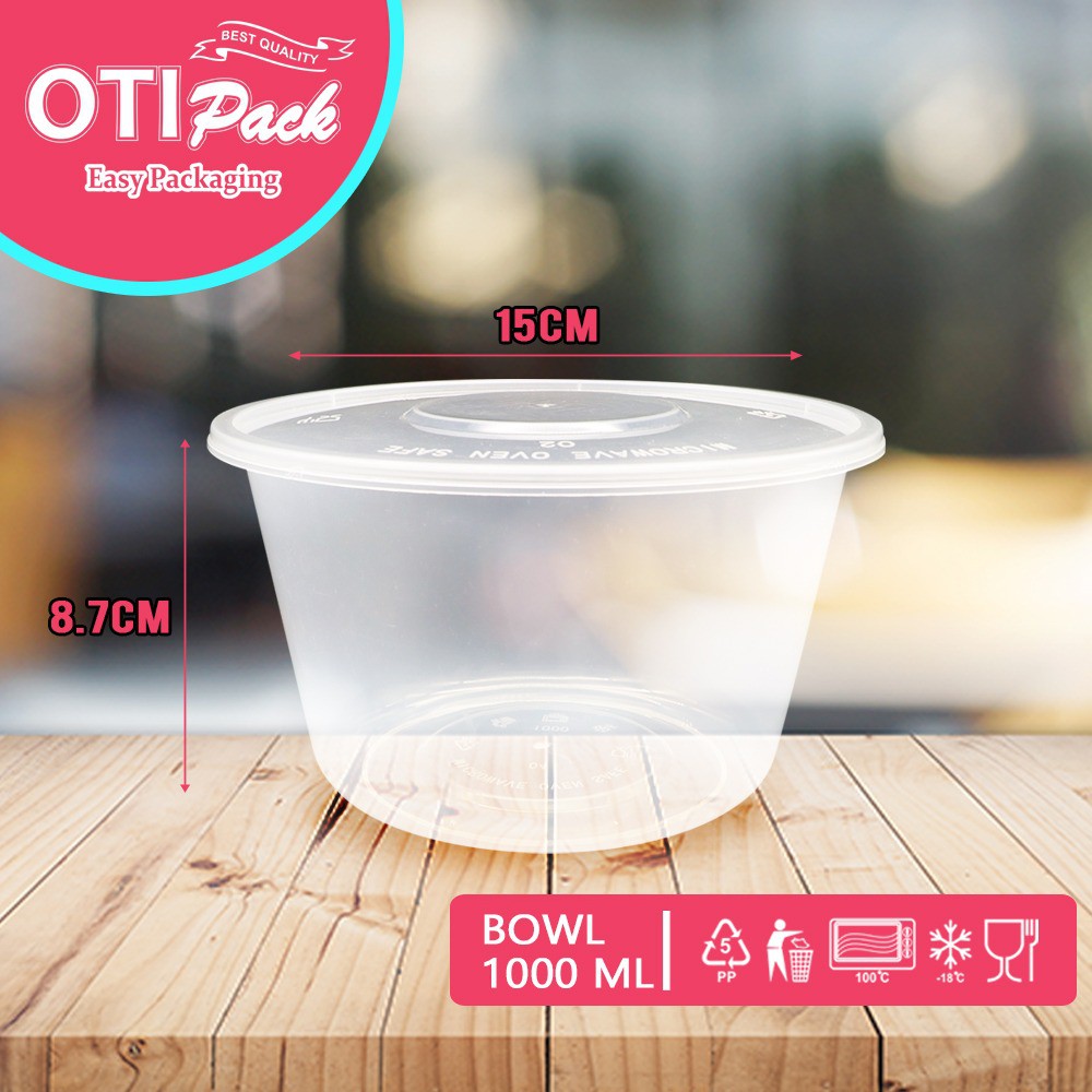 Jual Thinwall 1000ml Bowl Mangkok Bulat Plastik Food Container 1000 Ml Mangkuk Tempat Makan 7757