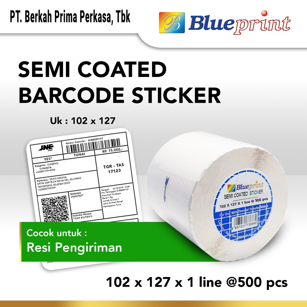 Jual Sticker label 102 x 127 Semicoated Label Pengiriman BLUEPRINT ...