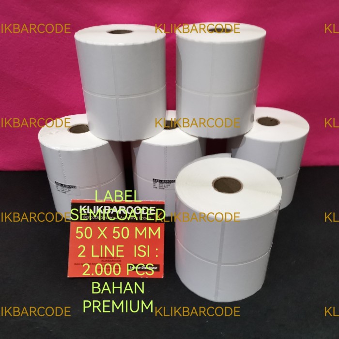 Jual BAHAN PREMIUM LABEL BARCODE 50 X 50 5X5 CM 2 BARIS SEMICOATED 2RB ...