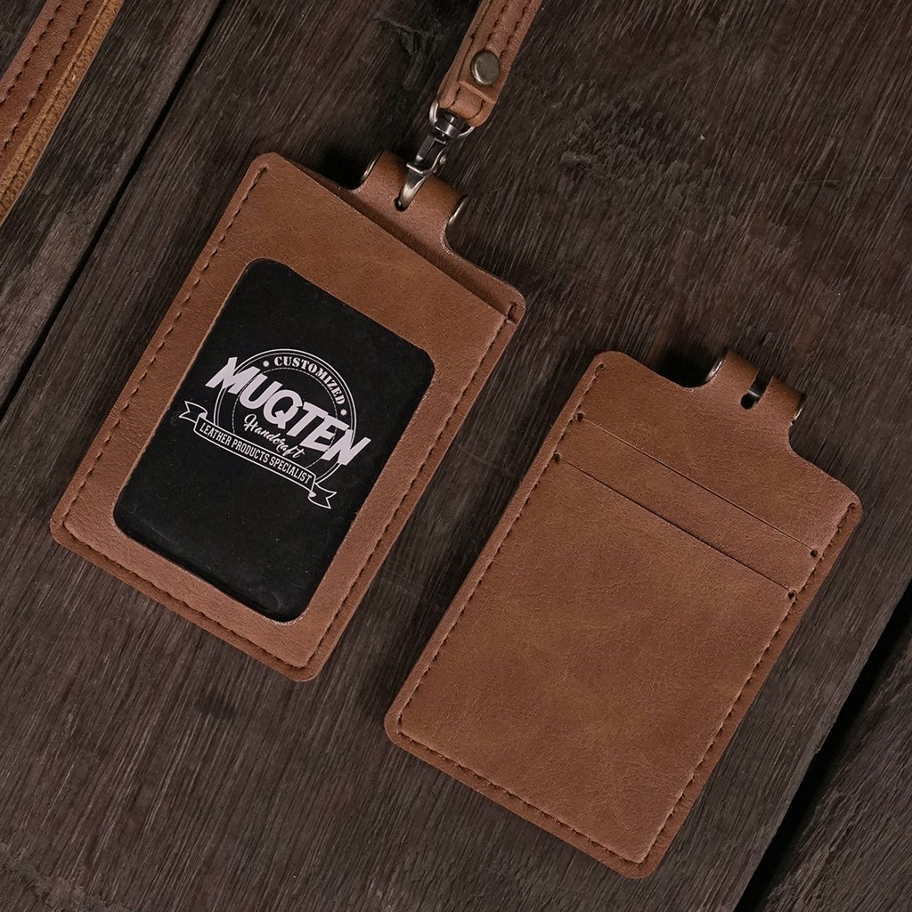Jual Nametag Temboro Id Card Terdapat 3 Slot Souvenir Kantor Pu Leather Card Holder Name Tag