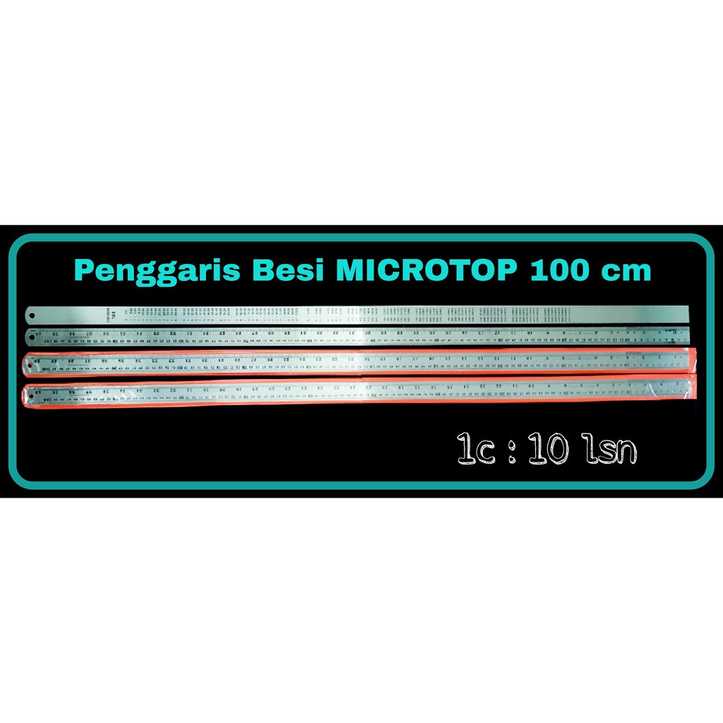 Jual MJ Penggaris Besi MICROTOP 100 cm / Penggaris Besi / Ruler (12 pcs ...