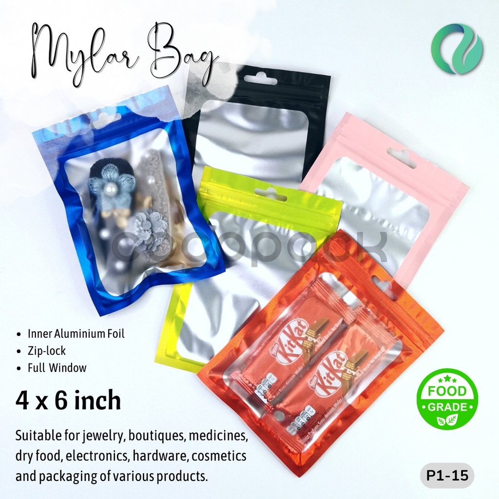 Aluminium Foil Mylar Zip Lock Bag Full Window 10,5x15cm 10PCS