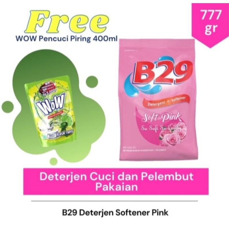 Jual Detergen B29 SoftPink Plus Softener 777 Gram Free Wow Pencuci ...