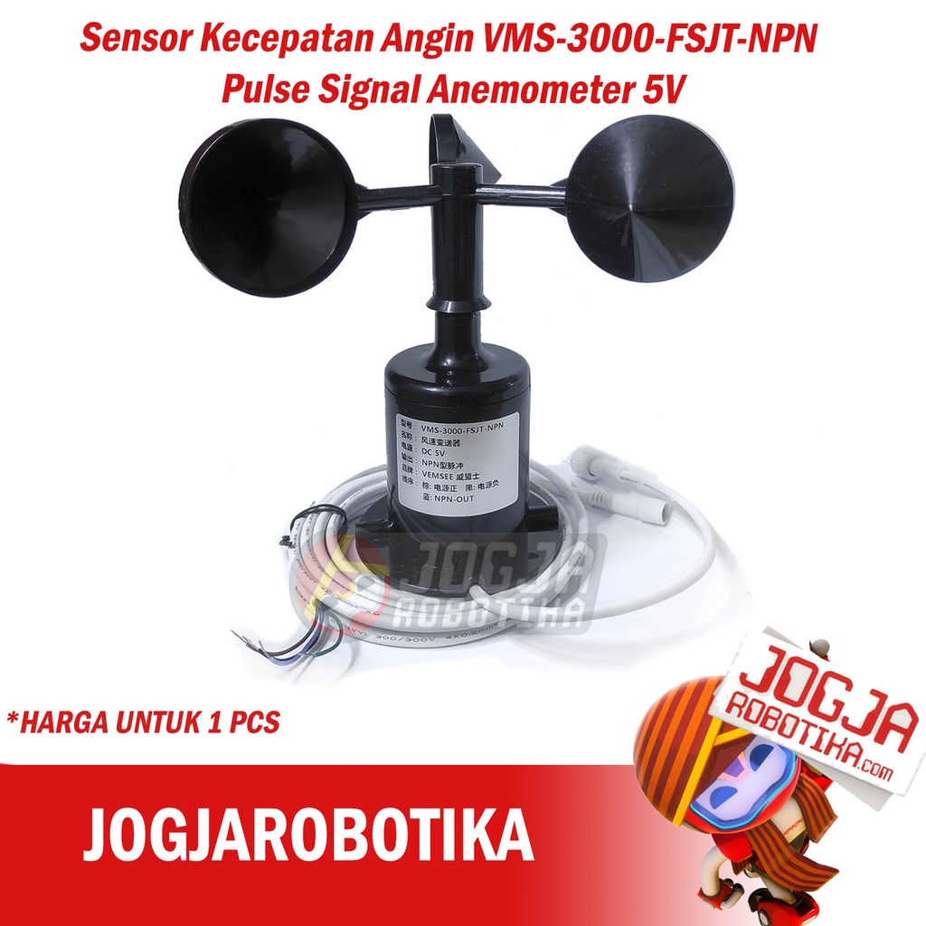 Jual Sensor Kecepatan Angin Vms 3000 Fsjt Npn Pulse Signal Anemometer 5v Arduino Raspberry Wind 8323