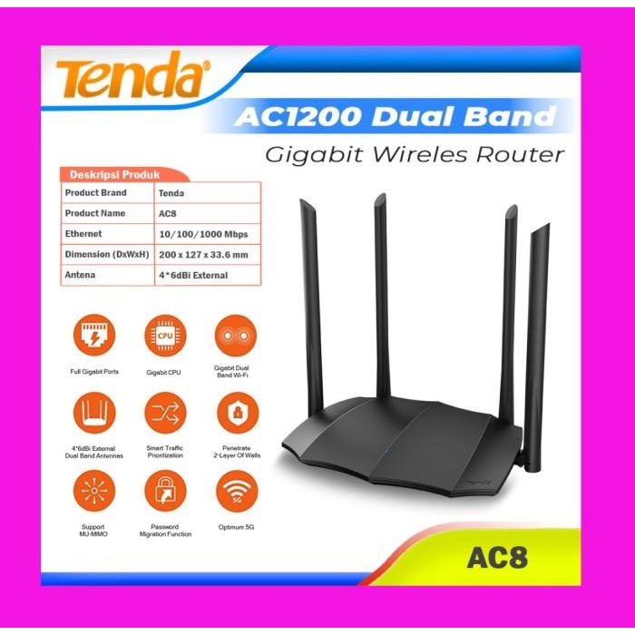 Jual Tenda ac7 Router Wifi Wireless WiFi 1200Mbps 2.4 5.0GHz 5 Antena ...