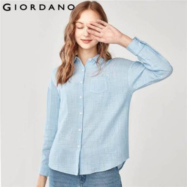 Jual Giordano Kemeja Linen Biru Sz.L | Shopee Indonesia