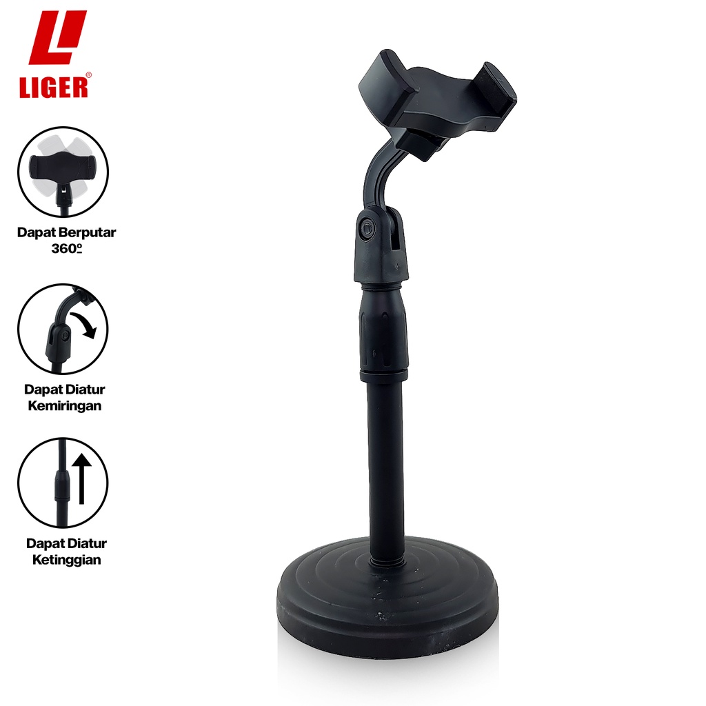 Jual LIGER L5 Phone Holder Adjustable Desktop Stand 360° Rotation ...