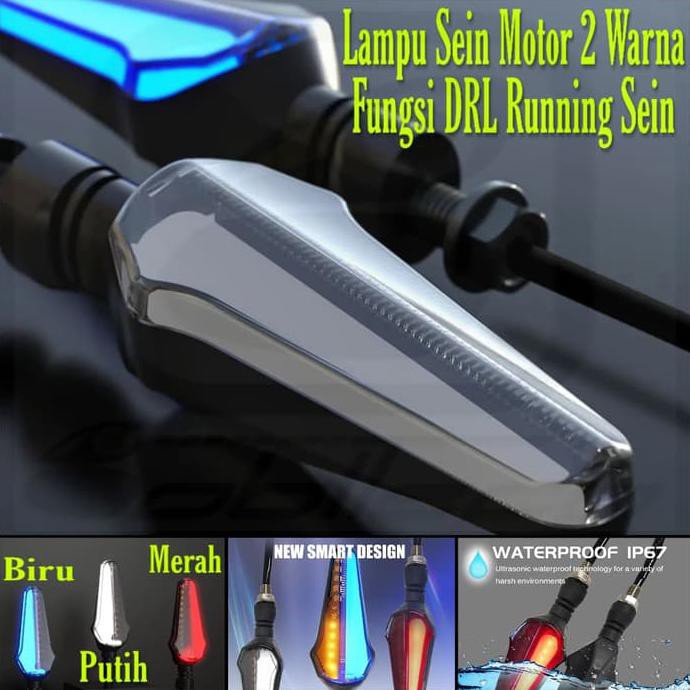 Jual Lampu Sein Motor Led Running Flowing Dua Warna Fitur Drl Rem