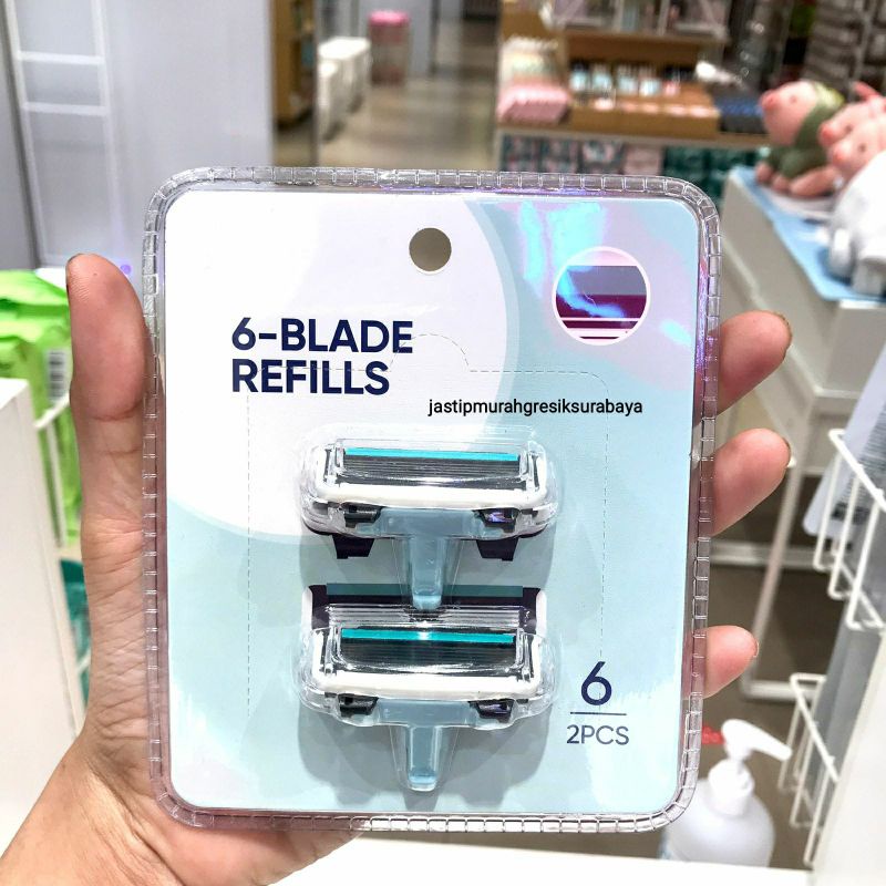 Jual UNISEX SIX BLADE RAZOR MINISO ALAT PENCUKUR MINISO REFILL RAZOR ...