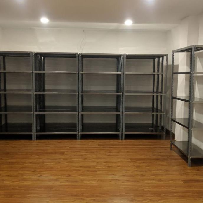 Jual rak besi siku ukuran 50x80x200 5susun +karet kaki | Shopee Indonesia