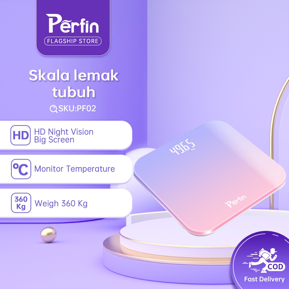 Jual Perfin PF02 Timbangan badan digital Body Scale dengan Ungu gradien ...
