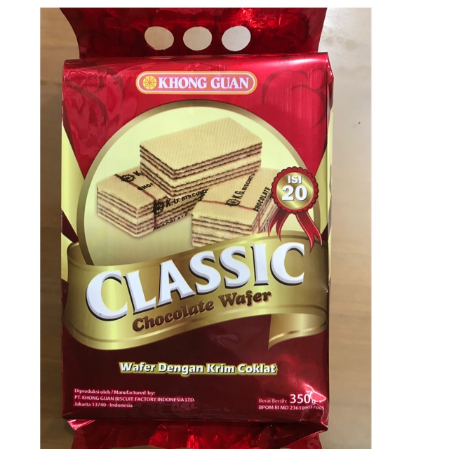 Jual Wafer Incaran Classic Khong Guan Chocolate Wafer Krim Coklat