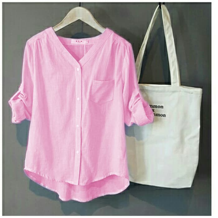 Blouse Lengan Panjang Mathilda Pink