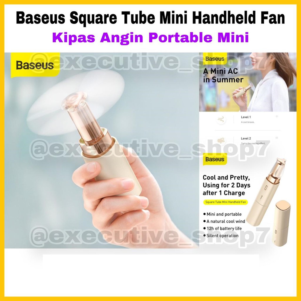 Jual Baseus Square Tube Mini Handheld Fan - Kipas Angin Portable Mini ...