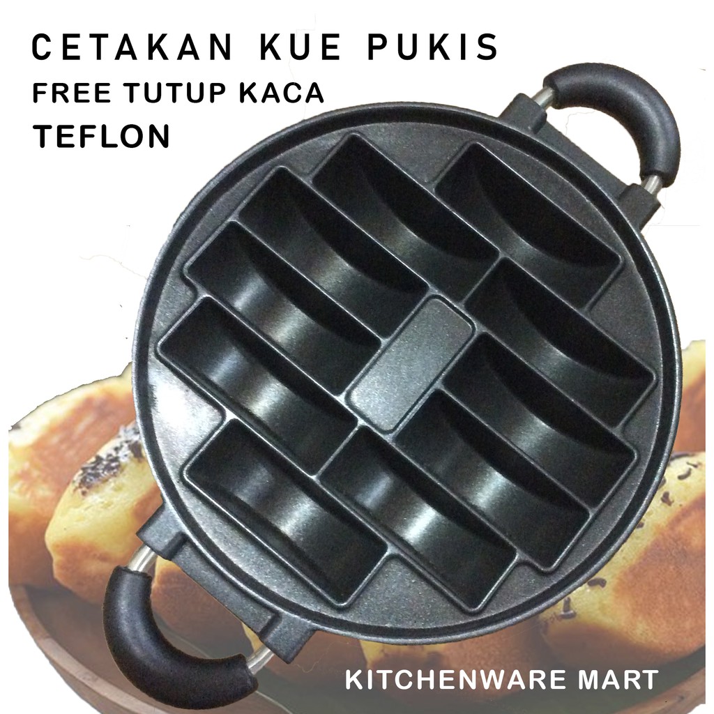 Jual Cetakan Kue Pukis 10 Lubang Teflon Free Tutup Kaca Pukis Maker