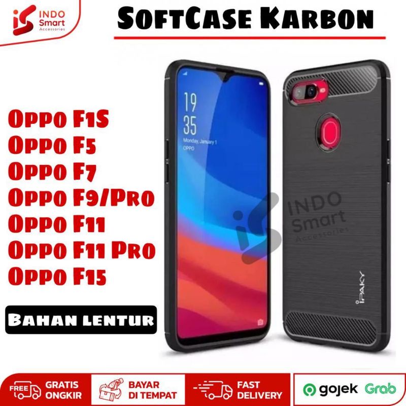 Jual Softcase Oppo F1S F5 F7 F9 F11 F15 Pro Casing Ipaky Carbon