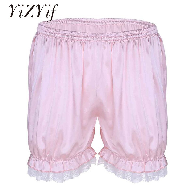 Jual BEBAS ONGKIR YiZYiF Men Shiny Bloomers Sexy Lace Pantyhose Men Lace Panties Gay Sissy Boxer
