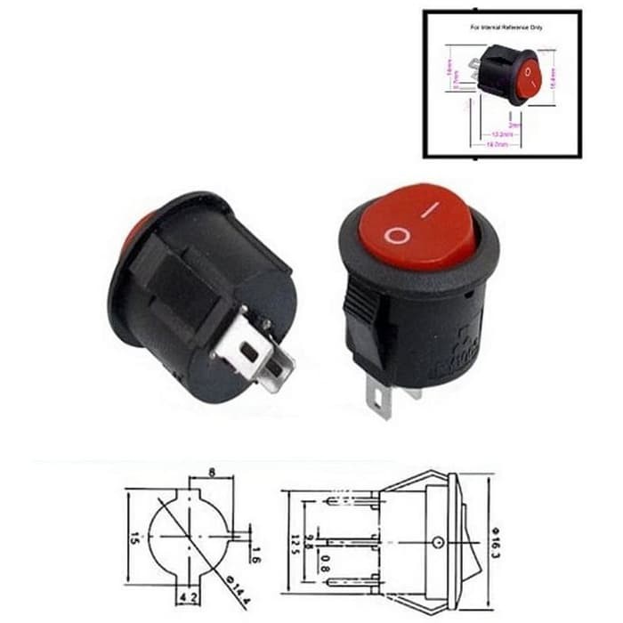 Jual ROUND ROCKER SWITCH BULAT SAKLAR ON OFF 15 MM 3A 250V KCD11-105 ...