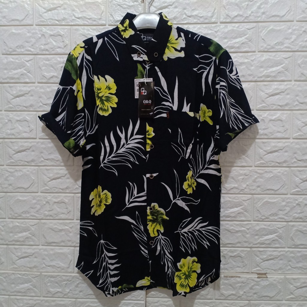 Jual Supplier kemeja pria cowok casual lengan pendek motif biru tua ...