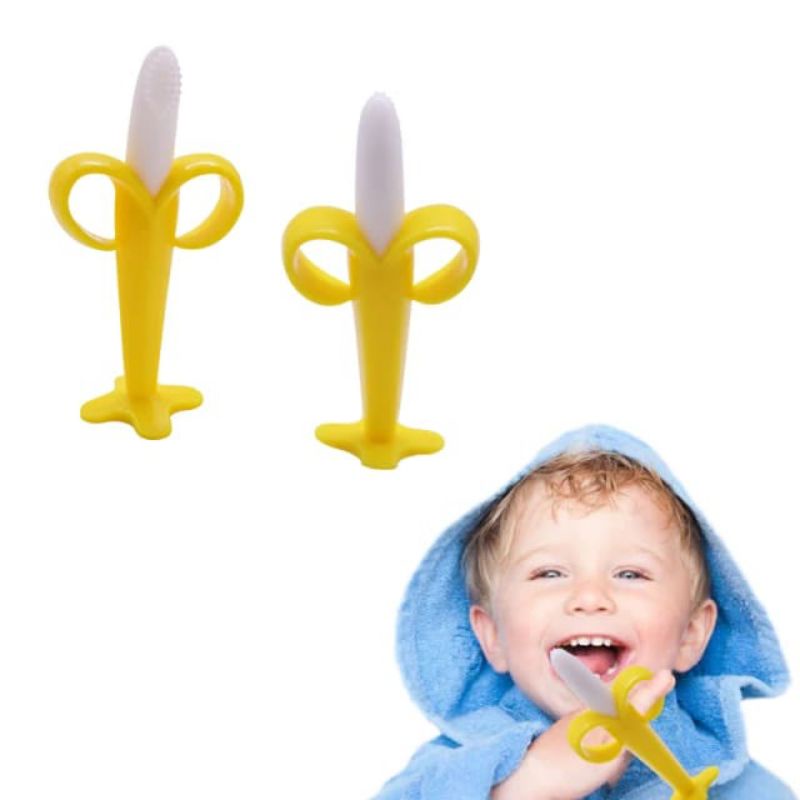 Silicone baby teether toothbrush good banana