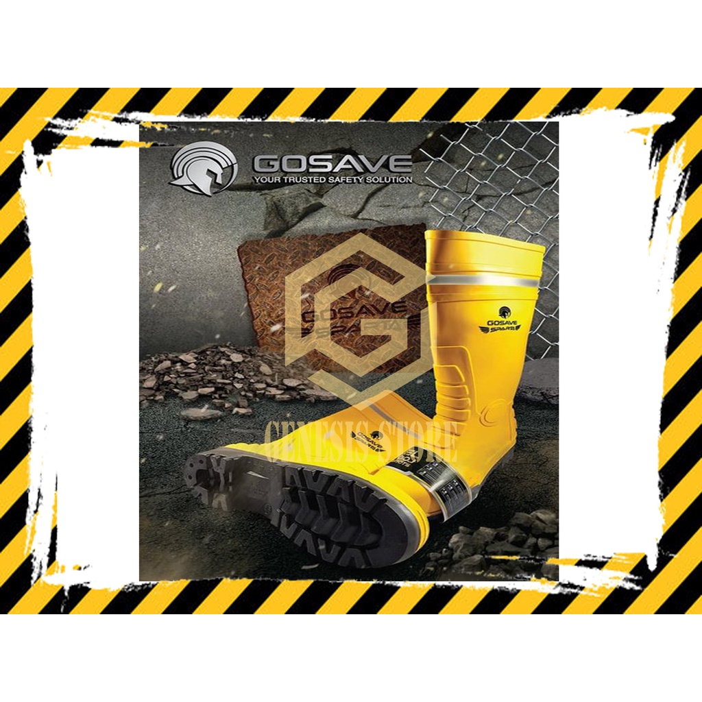 Jual SEPATU BOOTS KARET SAFETY UJUNG BESI SEPATU KERJA ANTI SLIP GOSAVE ...