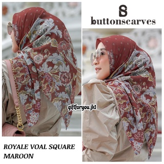 Available at Buttonscarves Store Semarang The Royale Voal Square Colour :  Brown Material : Premium Voile Size : 110 x 110 cm Price :…