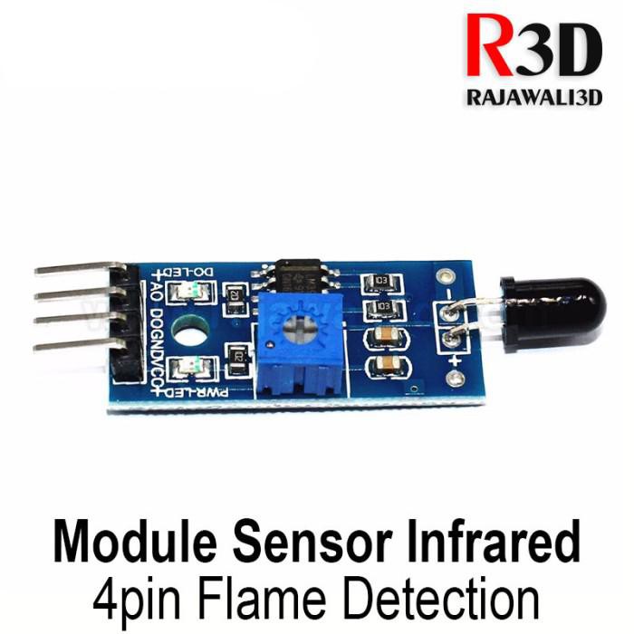 Jual Sensor Infrared Detektor Api Flame Detection Module Sensor 4 Pin ...