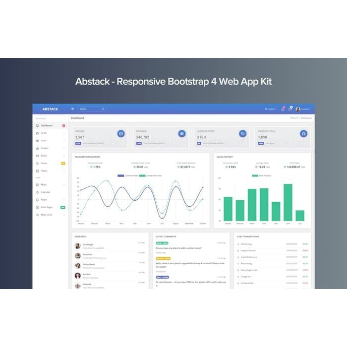 Jual Template Abstack - Responsive Bootstrap 4 Web App Kit Web | Shopee ...