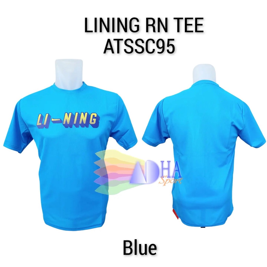 Jual Kaos Badminton Lining RN Tee / ATSSC95 /ATSSC 95 Blue Original ...
