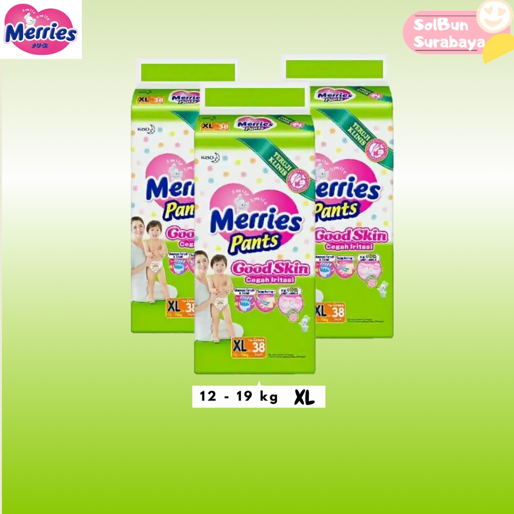 Jual Popok Pempers dan Diapers Pempes Merries Pants XL38 XL Isi 38 ...