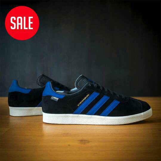 Adidas Gazelle x ST. Petersburg GTX Core Black Royal Gold. Metallic