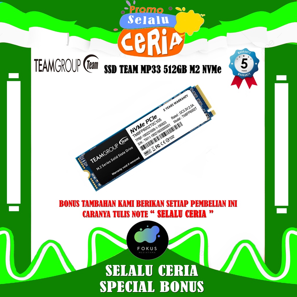 Jual SSD Team MP33 512GB M.2 NVMe 2280 PCIe Gen 3x4 | Shopee Indonesia