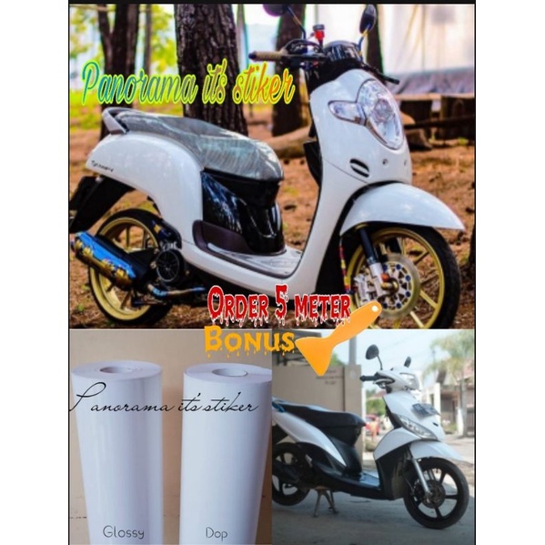 Jual STICKER SKOTLET MOTOR WARNA PUTIH DOFF/STICKER MOTOR PUTIH POLOS