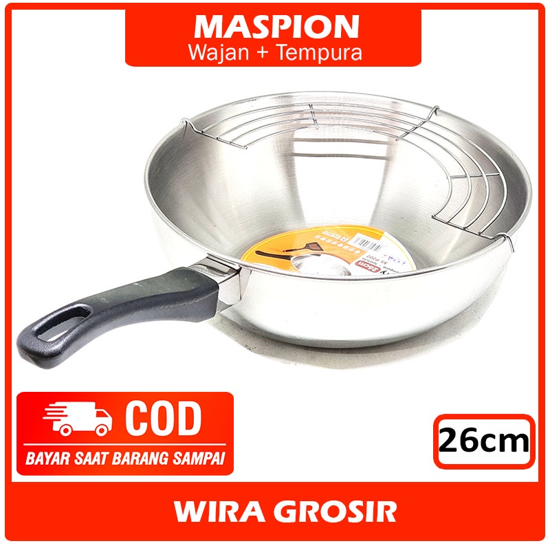 Jual Maspion Wok Pan Stainless + Tempura Induksi 26cm Wajan