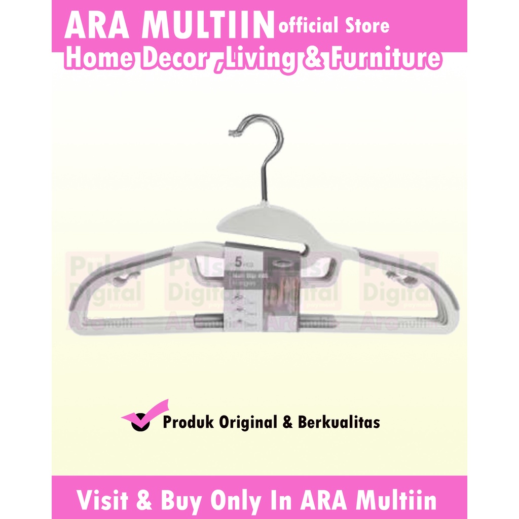Jual INFORMA GANTUNGAN BAJU PLASTIK-SMART PLASTIC HANGERS (5) SOFT GRAY ...