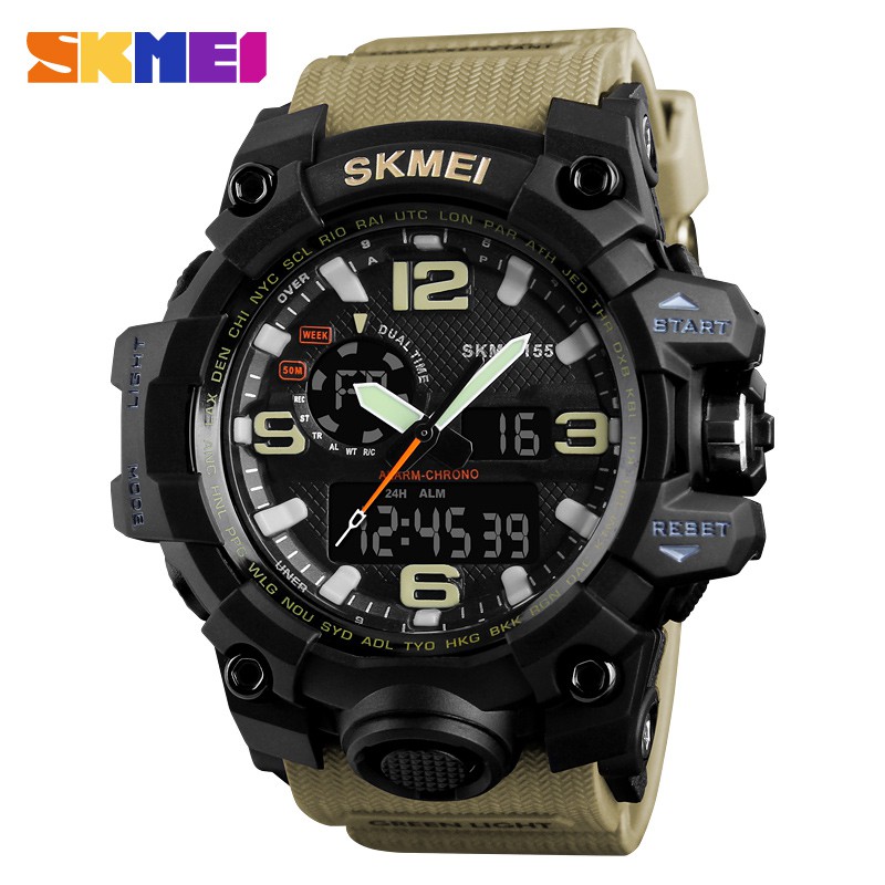 Jual Jam Tangan Pria Digital Skmei 1155 Khaki Water Resistant 50m