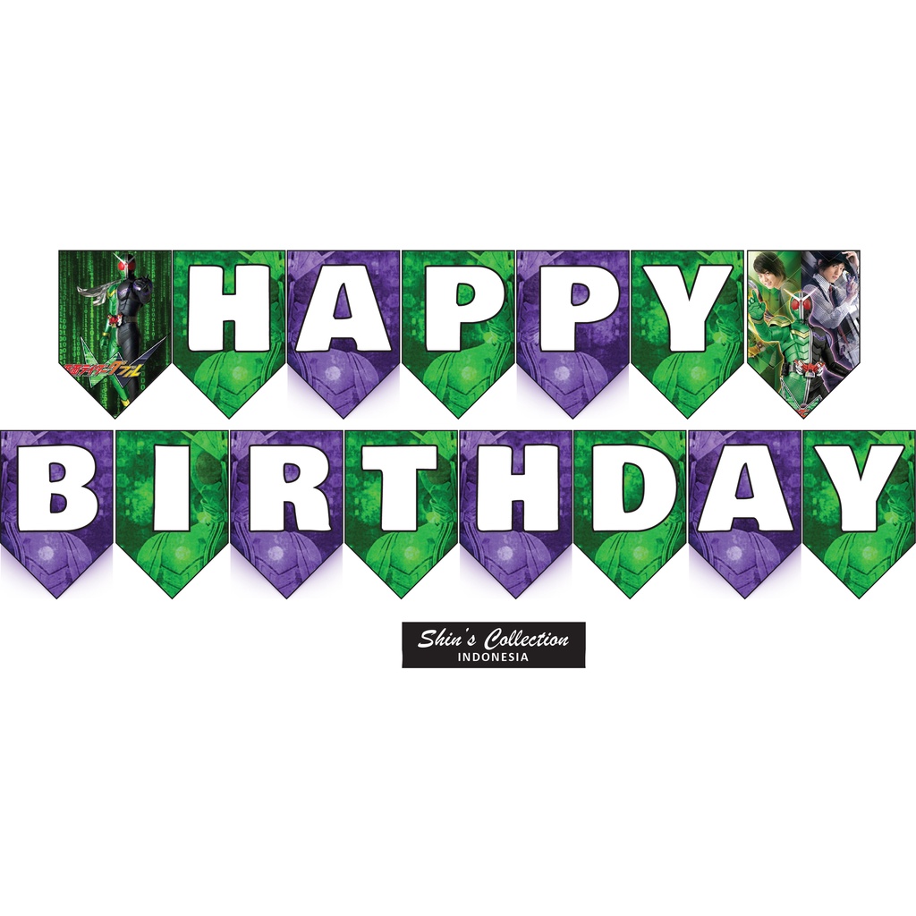 Jual Banner bunting flag happy birthday ulangtahun Kamen rider W Double ...