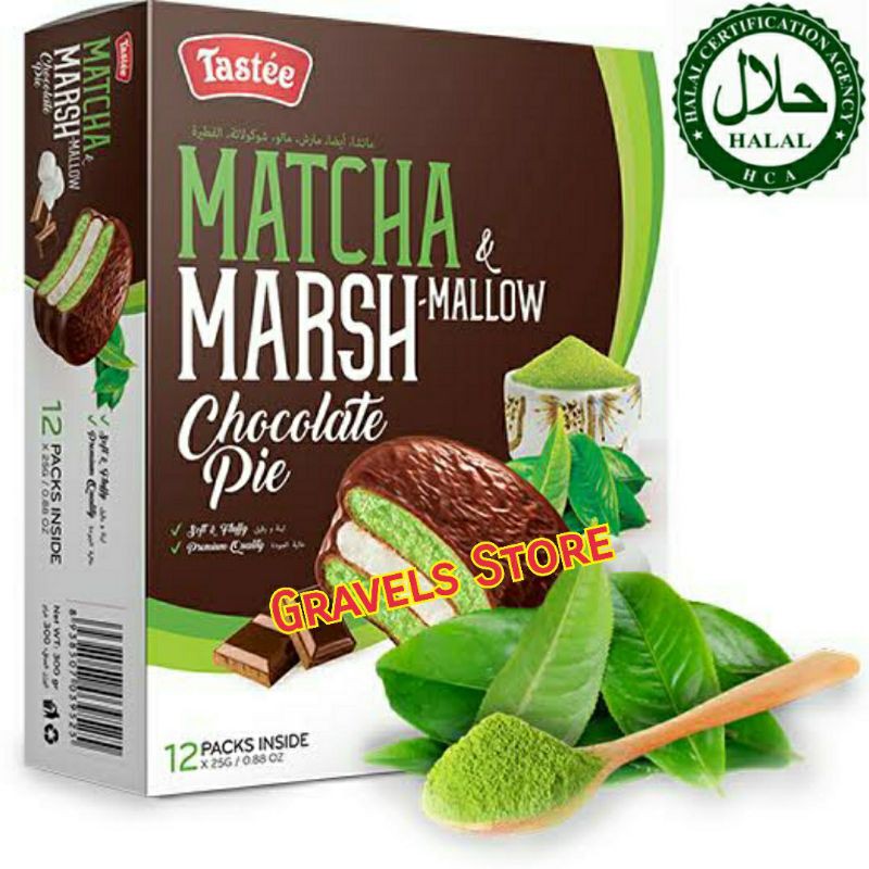 Jual [Logo HALAL] Tastee Chocolate Pie MATCHA Marshmallow Choco Pie