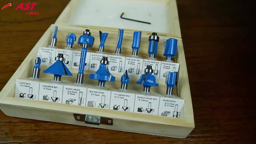 Jual Mata profil wood trimmer kayu router bit set 15 pcs AST ASRB02-015 ...
