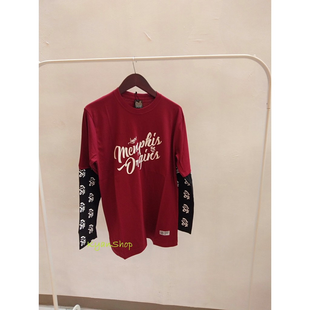 Jual Kaos Distro Memphis Origins-maroon | Shopee Indonesia