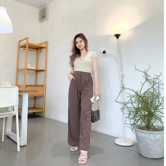 Celana Kulot Wanita Crinkle Anti Kusut Formal