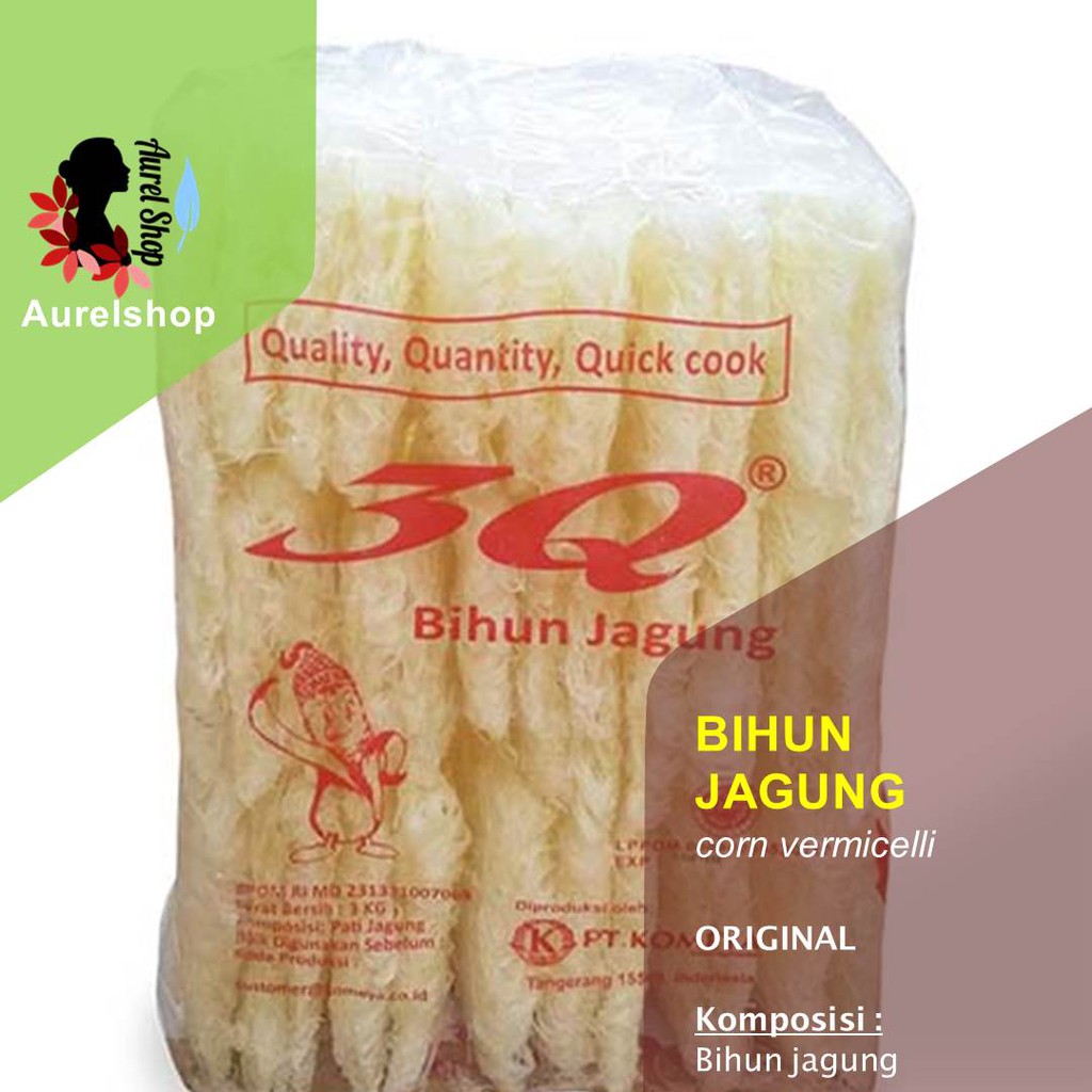 Jual 3q Bihun Jagung Kering Kemasan Pack 3 Kg Shopee Indonesia