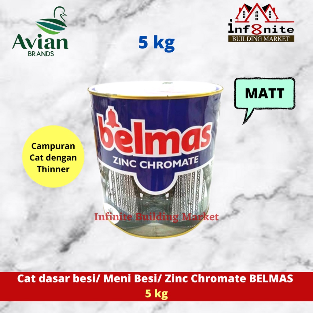 Jual Cat Meni Belmas Cat Dasar Besi Cat Zinc Chromate Belmas Avian 5 Kg Galon Shopee Indonesia 7929