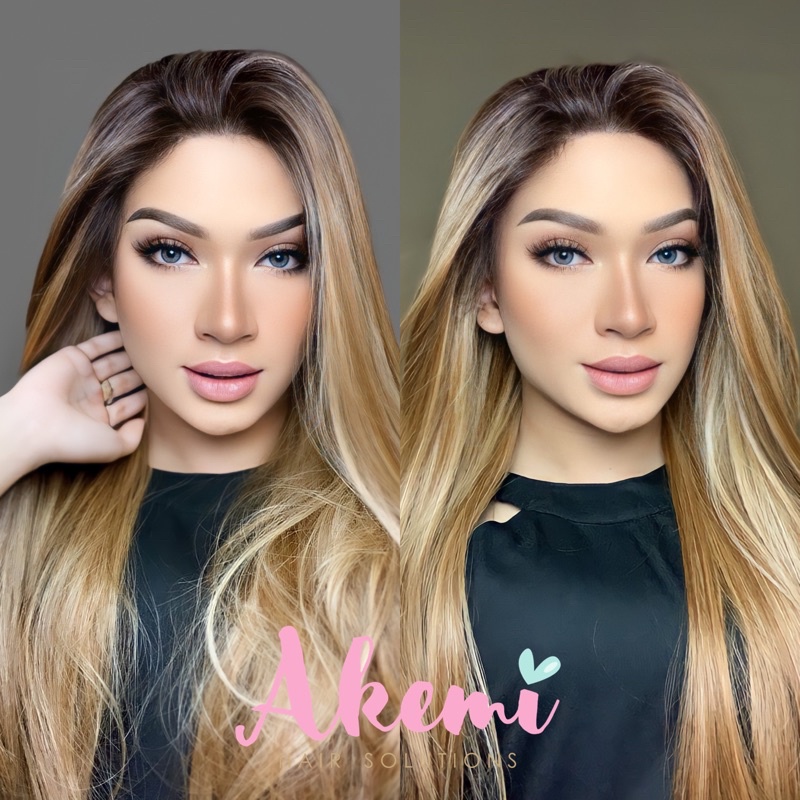 Jual Half Lace Wig Akemi Lurus Cm Ombre Golden Brown Rambut Palsu