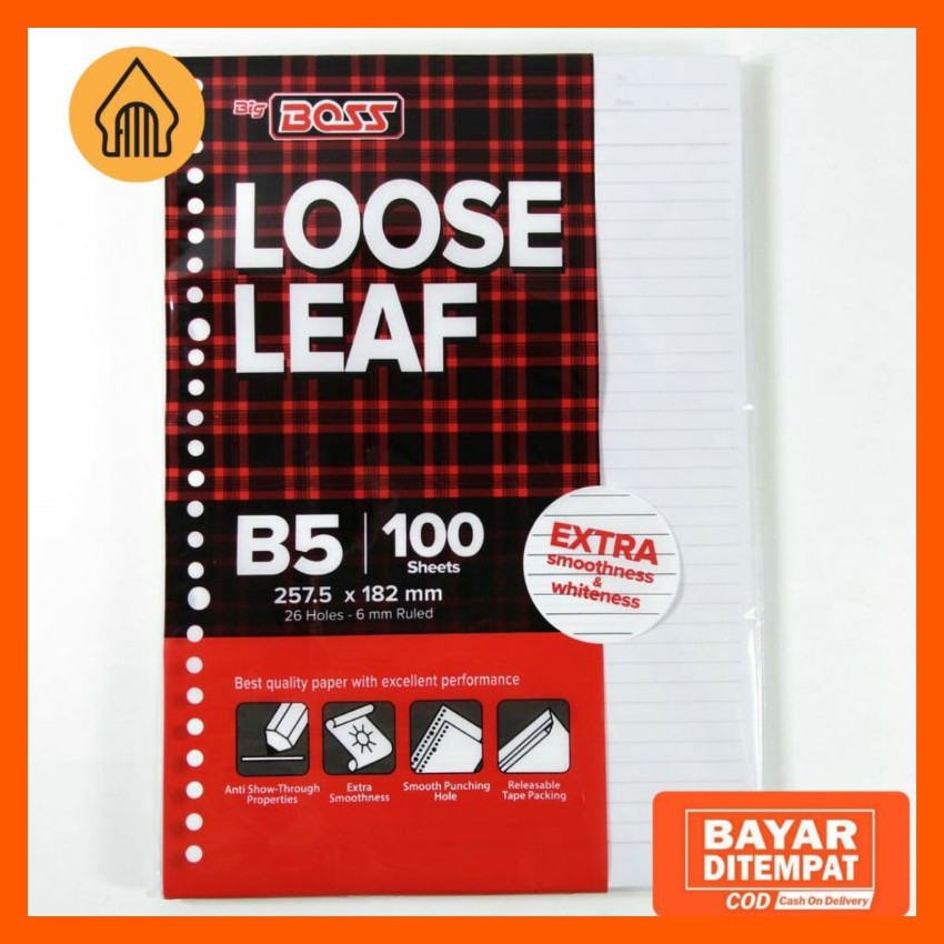 Jual KERTAS BINDER / LOOSE LEAF B5 BIG BOSS ISI 100 LEMBAR | Shopee ...