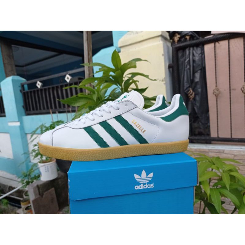 Jual Adidas Gazelle White Green Sol Gum | Shopee Indonesia